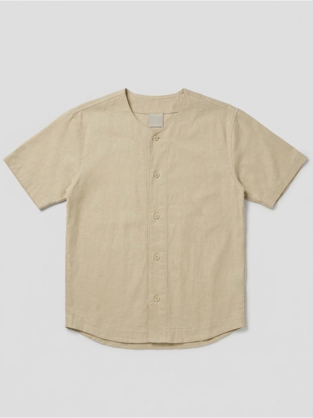 Everlane Men's Stone Yellow Baseball Tee Button Front Boxy XS